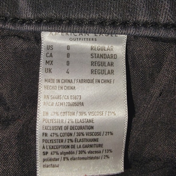 American Eagle Juniors 0 High Rise Skinny Ankle Distressed Acid Black Wash Jeans - Picture 8 of 12